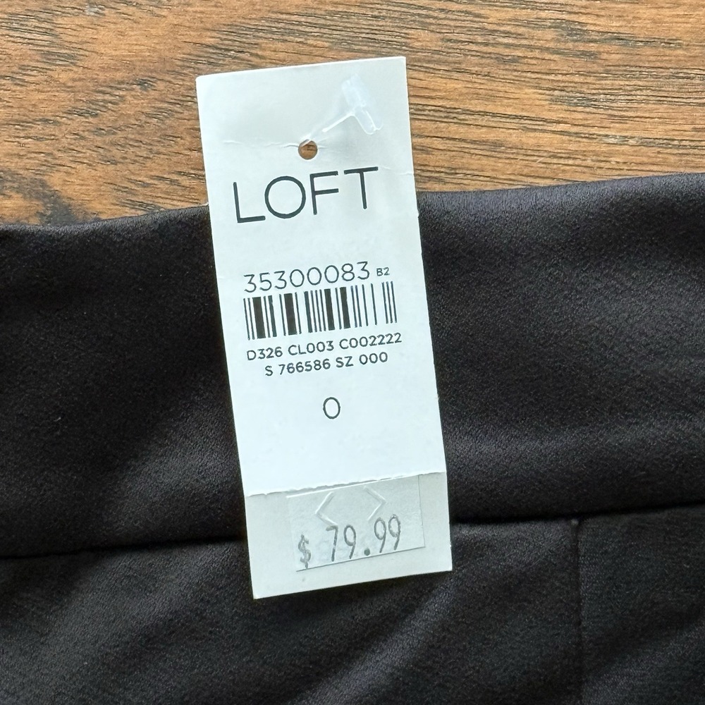 LOFT The Peyton Trouser Pleated Satin Wide Leg High Rise Black 0 - Picture 12 of 15